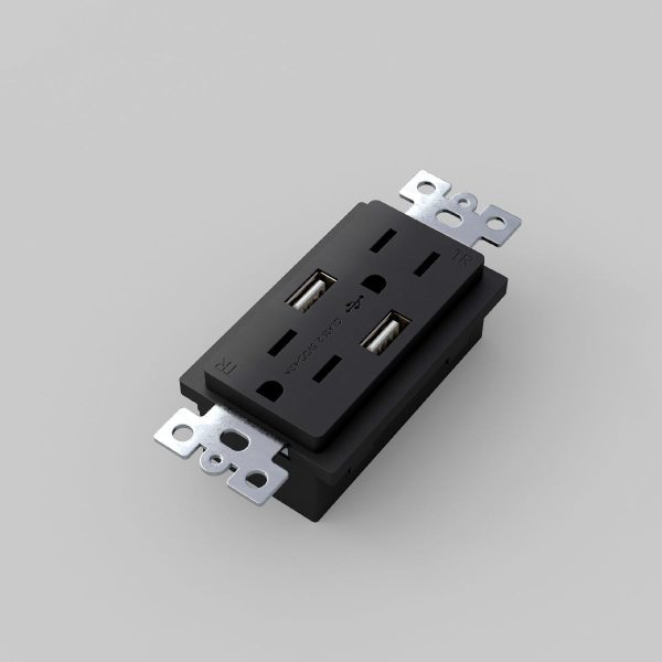 Combination Duplex Outlet Module with 2 USB Ports Fashion