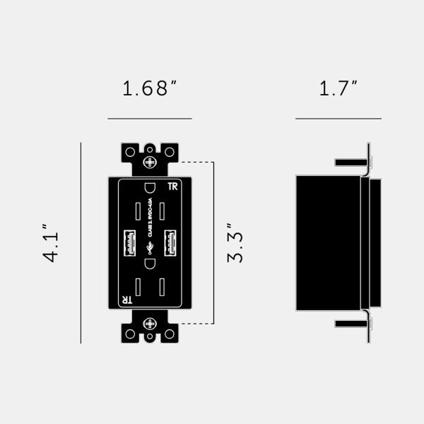 Combination Duplex Outlet Module with 2 USB Ports Fashion