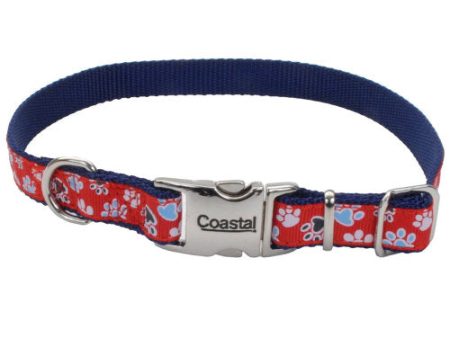 Ribbon Adjustable Nylon Dog Collar with Metal Buckle Red, 1 Each 5 8 In X 8-12 in by San Francisco Bay Brand Discount