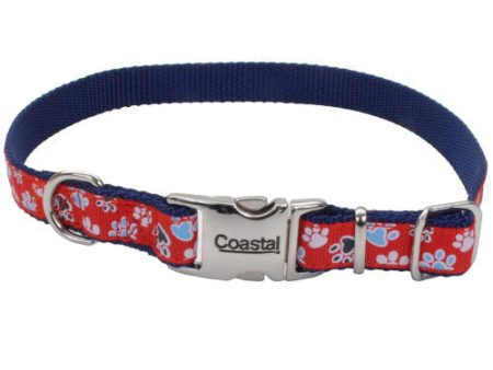 Ribbon Adjustable Nylon Dog Collar with Metal Buckle Red, 1 Each 5 8 In X 12-18 in by San Francisco Bay Brand Online now