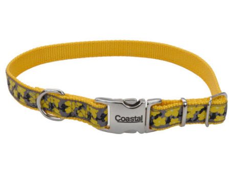 Ribbon Adjustable Nylon Dog Collar with Metal Buckle Yellow, 1 Each 5 8 In X 8-12 in by San Francisco Bay Brand Cheap